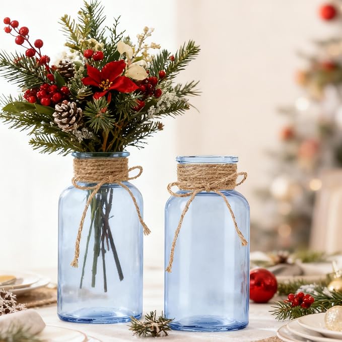 6 Pack Mason Jar Vases for Centerpieces, Wide Mouth Mason Jars - Image 7