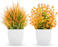 Der Rose 2 Pack Fake Plants Orange Mini Plants by DerRose