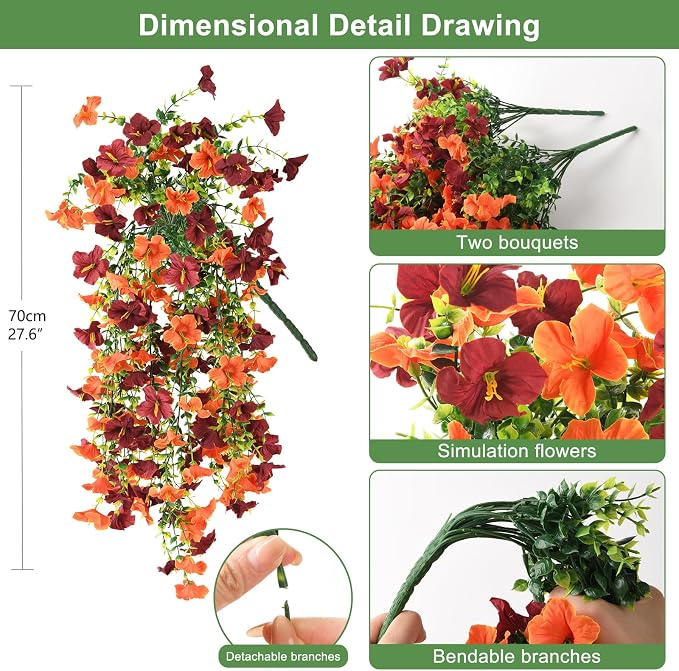 INQCMY Artificial Fake Fall Flowers Plants - Image 2