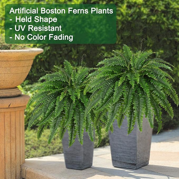 Dkaltm 45" Artificial Boston Fern, Outdoor Plants | UV-Resistant, 55 fronds - Image 3