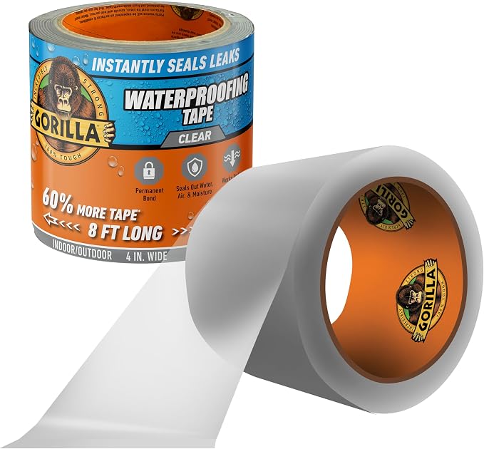 GORILLA Waterproofing Tape, UV-Resistant Backing, Bonds Vinyl, Plastic & Rubber by Gorilla
