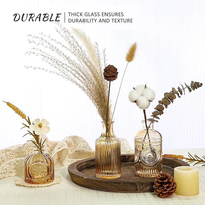 SUPMIND Glass Bud Vases Set of 5, Small Gold Amber Flower Vases in Bulk | Mini - Image 4