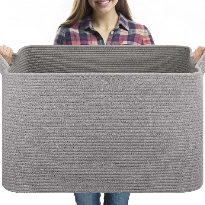 OIASKET Extra Large Blanket Basket, Rectangle Nursery Blanket Storage by OIASKET