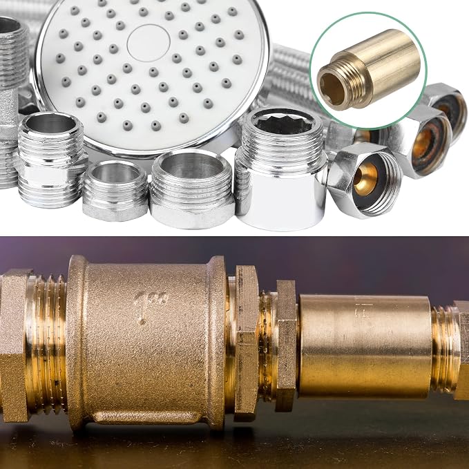 M METERXITY Shower Head Extension Arm, Brass G1/2 Male to Female Extension Pipe - Image 6