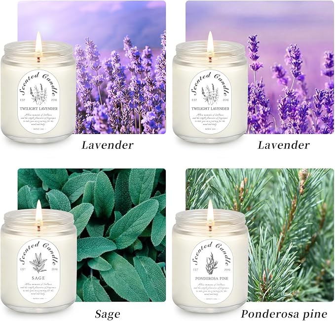 Scented Candles Gift Set, 4 Pack 7 oz Soy Wax Candles - Image 2