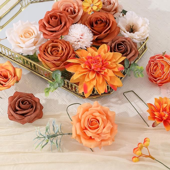Artificial Flowers Fake Rose Flowers Dahlia - Image 8