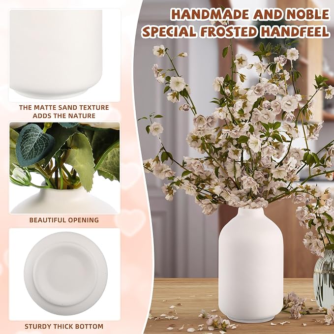 Tioncy 15 Set 5.5"*3" White Ceramic Bud Vases Bulk Boho Valentine's Day - Image 4