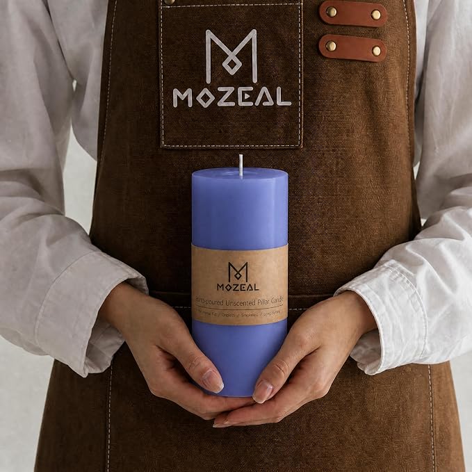 MOZEAL 3" x 4" Hand-Poured Unscented Candle, Dripless Pillar Candle Set of 3 - Image 2
