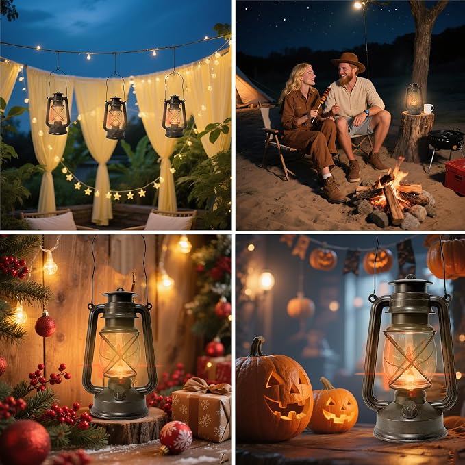 2 Pack LED Vintage Lantern Battery Powered Lanterns - Image 6