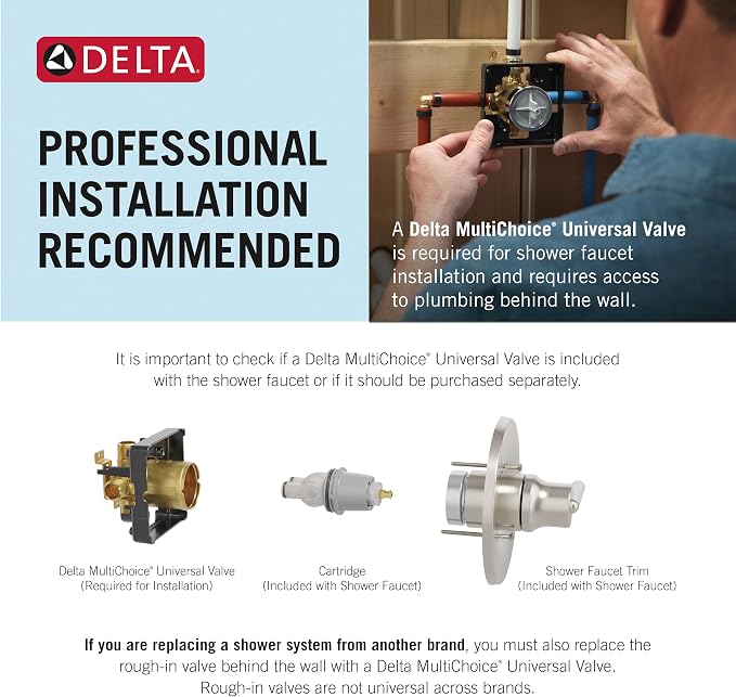 Delta Foundations 13 Series Single-Function Valve Trim Kit, Chrome Handle Set - Image 4