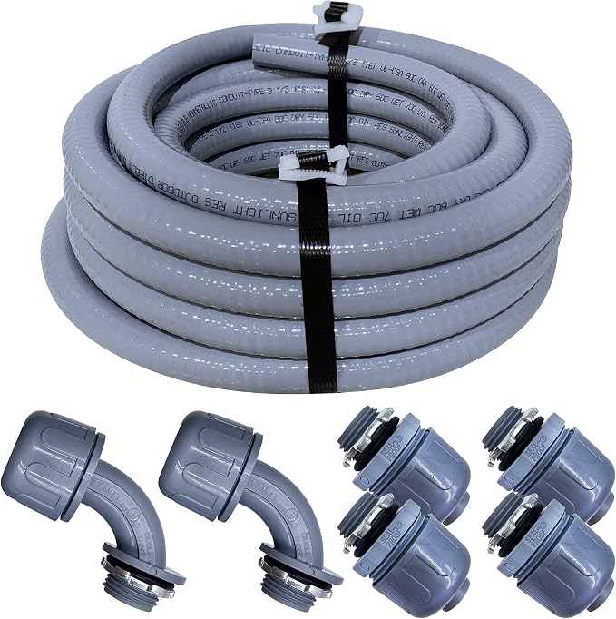 3/4-Inch Non-metallic Liquid-Tight Conduit and Connector Kit, 25 Foot Made in by Sealproof
