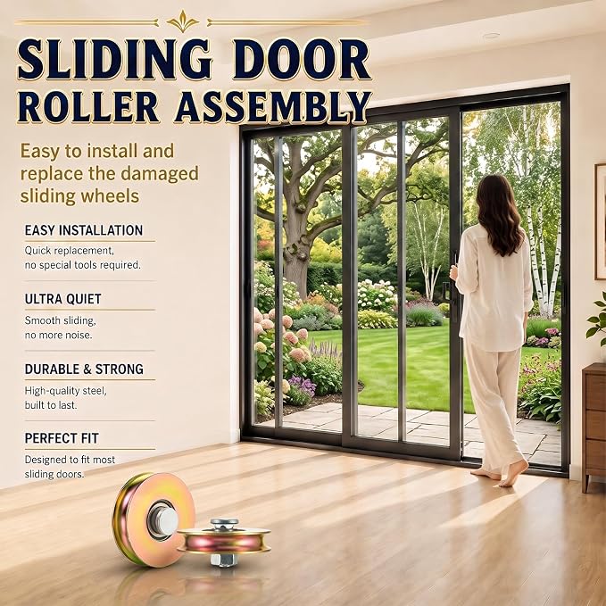 Therwen 4 Pcs 1-1/2 Inch Sliding Door Rollers Patio Roller Kit Sliding Wheels - Image 6