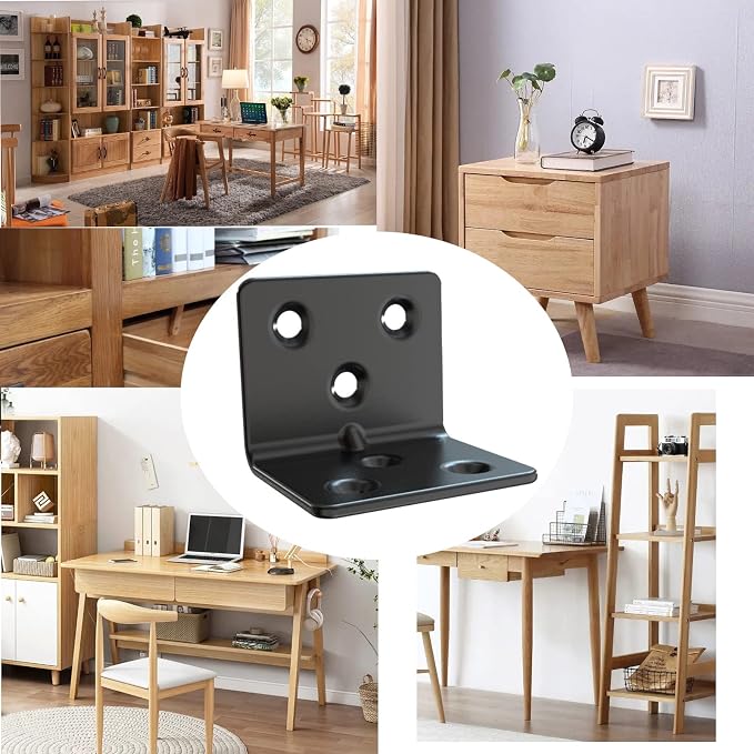 Black Stainless Steel Shelf Bracket, Joint Right Angle Bracket, L Shape Heavy - Image 4