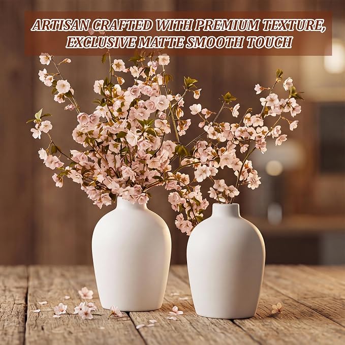Tioncy 15 Pack White Ceramic Bud Vases Bulk Boho Small Flower Vase White - Image 4