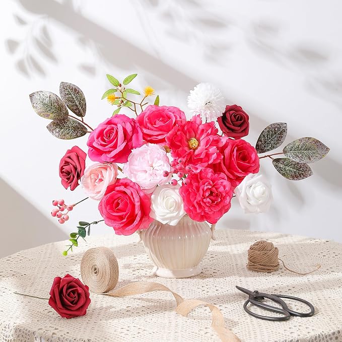 Artificial Flowers Fake Rose Flowers Dahlia - Image 4