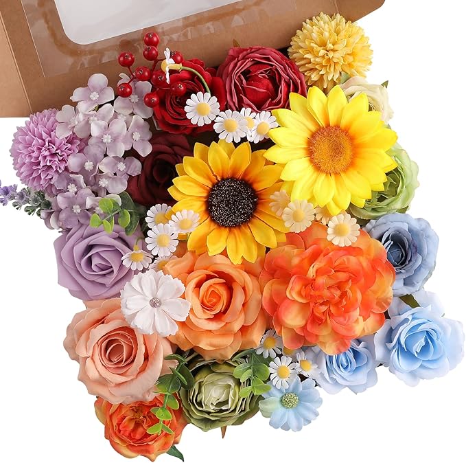 Artificial Flowers Fake Rose Flowers Dahlia by FloweroyalCrafts