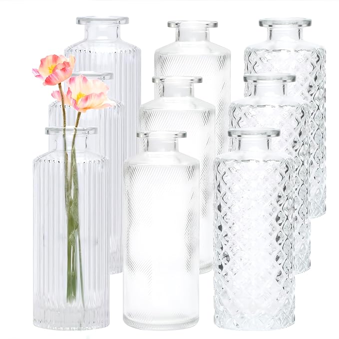 Glass Bud Vase Set in Bulk, Home Table Flower Decor, Party Decorations | Small by Brajttt