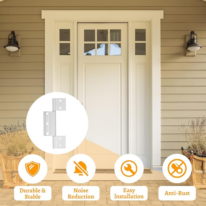 3-Pack Matte White Screen Door Hinges, 1/8 Inch Grooved Center | Storm Door - Image 4
