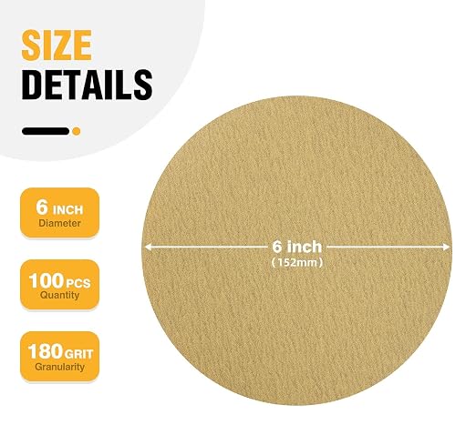 100 PCS 6 Inch PSA Sanding Discs 180 Grit Sticky-Back Sandpaper | Adhesive - Image 3