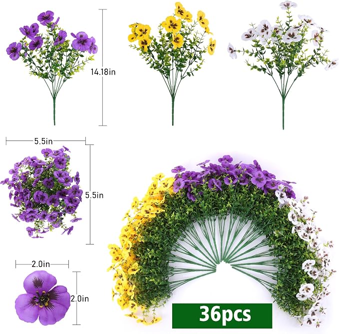 Rowfad 36 Pcs Artificial Fake Pansy Flowers - Image 2