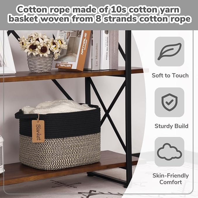 Goodpick Woven Storage Basket for Shelves, Wicker Baskets for Shoes, Toys & - Image 5
