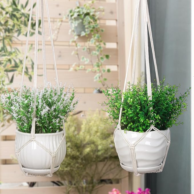 YIBOT 2 Pack 35" Macrame Plant Hangers, Hanging Planters - Image 4