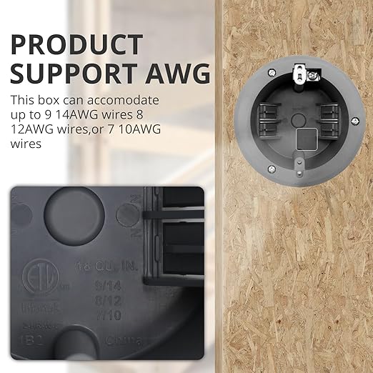 Round 18 Cu.in. PVC Old Work Round Electrical Ceiling Box, Fire Rated - Image 3