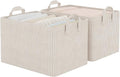 StorageWorks Fabric Storage Bins, Khaki and Beige Stripes, Metal Frame by StorageWorks