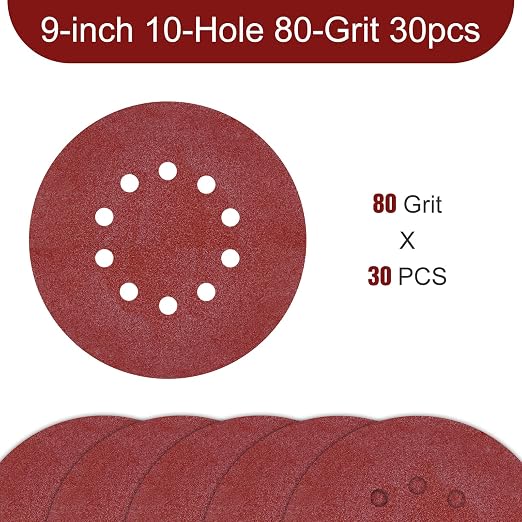 9 Inch 10 Holes Sanding Disc 80 Grit Drywall Sandpaper 30PCS - Image 2