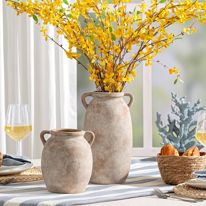 Dobbyby Ceramic Flower Vase 12 inch Farmhouse Rustic Vase Decorative Pottery - Image 6