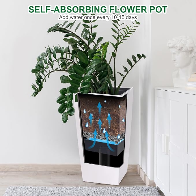 Garvee 30" Tall Planters Set of 2, Outdoor＆Indoor Planter Pots | High Front - Image 3