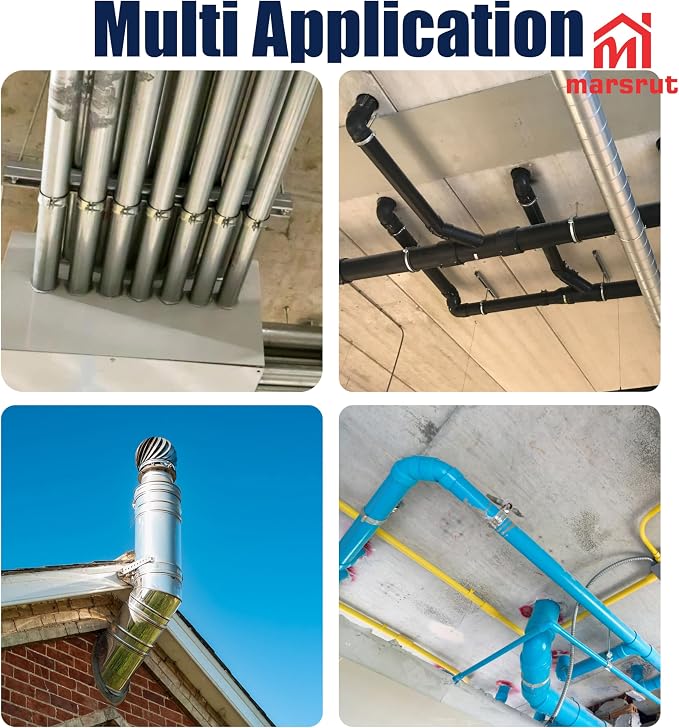 6 Inch Adjustable Vent Wall Strap, Chimney Pipe Support Bracket, Duct Hanger - Image 7
