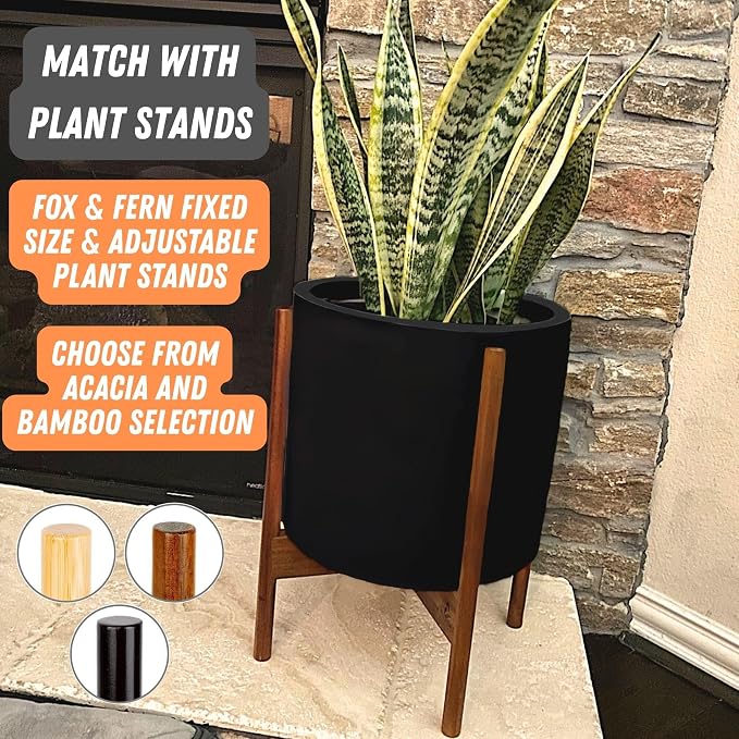 Fox & Fern Large Planter for Indoor or Outdoor, Matte Black, 12 Inch | UV & - Image 7