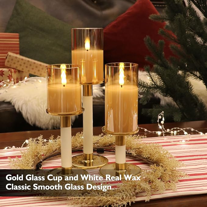 Rhytsing Gold Glass Battery Operated Candles - Image 2