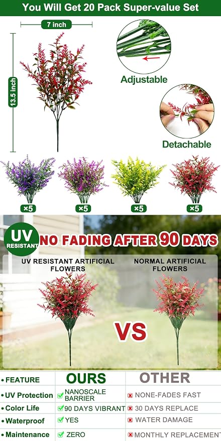 TURNMEON 20 Bundles Artificial Flowers - Image 2