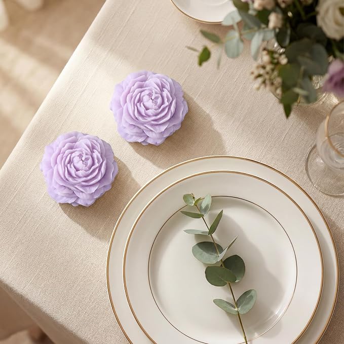 Roowest 3 Pcs Rose Flower Shaped Candles Soy Wax Handmade, Decorative - Image 6