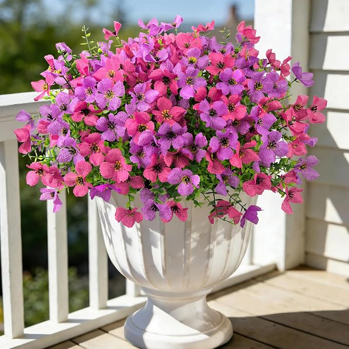 16 Pcs Artificial Flowers for Outdoors Decor, silk flowers, faux plastic plants - Image 3