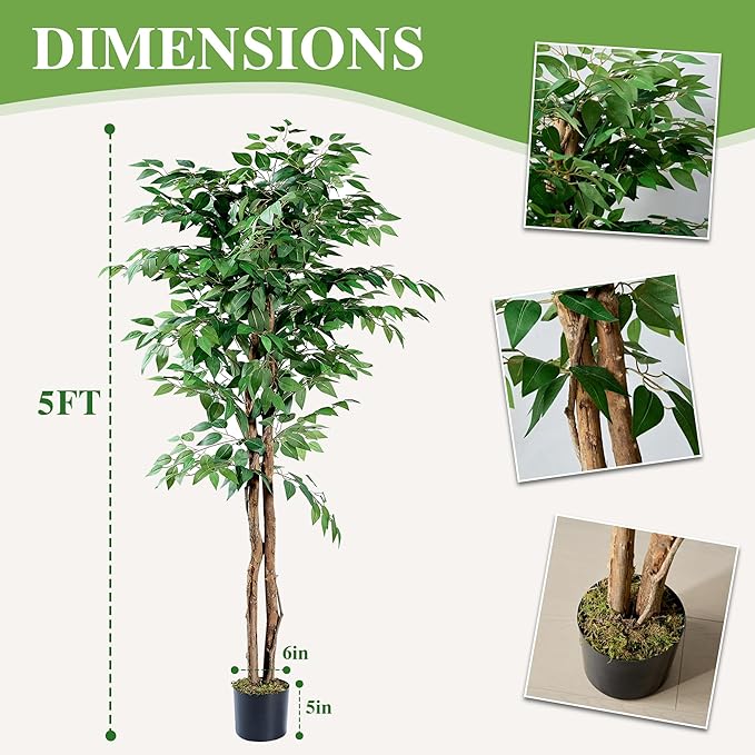 VECELO Artificial Ficus Tree - Image 5