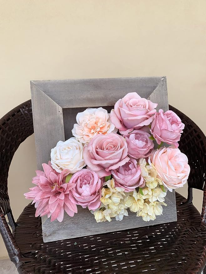 FACINOC Artificial Flowers Pink Bouquet Fake Flower Dahlia Roses - Image 3