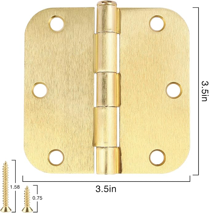 Door Hinges Satin Brass 3.5 Inch x 3.5" Interior Gold Door Hinges - Image 2