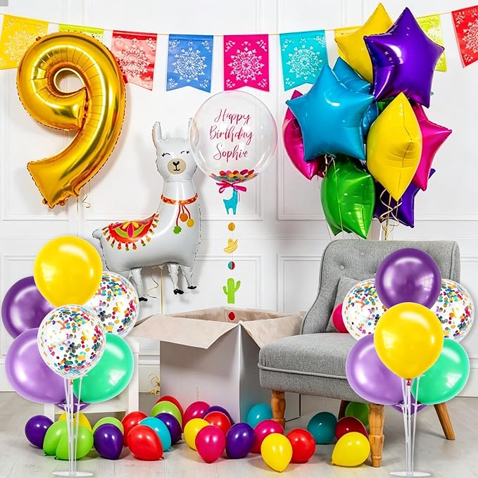 TONIFUL 4 Purple Teal Yellow Balloon Stand Balloon Centerpieces - Image 7