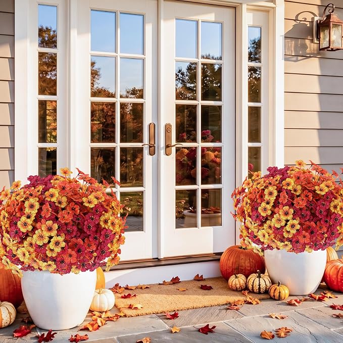 Powbrace 60 Pack Artificial Fall Flowers Mums - Image 6