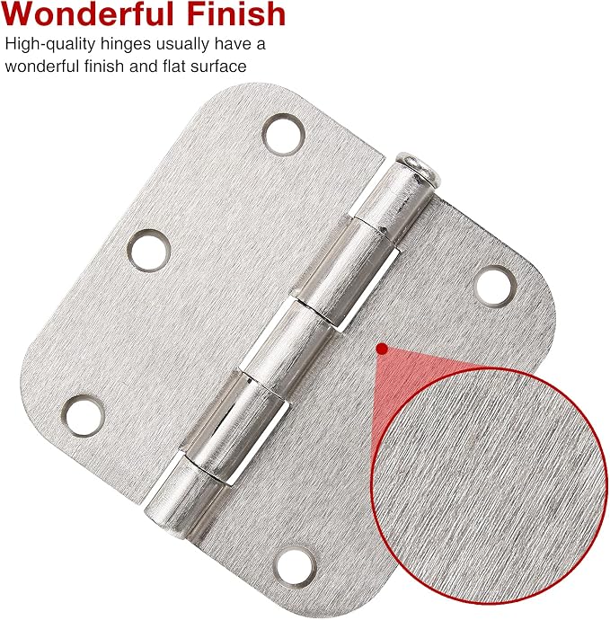 TDCHINGES Rounded Door Hinges Brushed Nickel 3.5" 5/8" US Standard 100 Pack | - Image 3