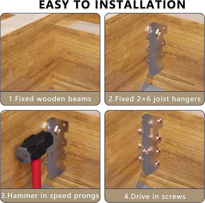 25 pcs 2x6 Joist Hangers with Screws, Galvanized Face Mount Hurricane Tie | - Image 8