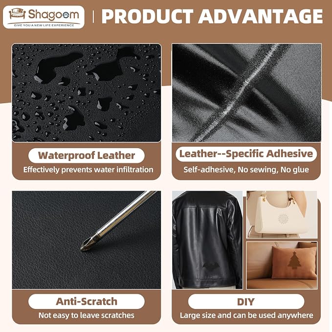 Shagoom Leather Repair Kits, Large Vinyl Repair Patch - Image 4