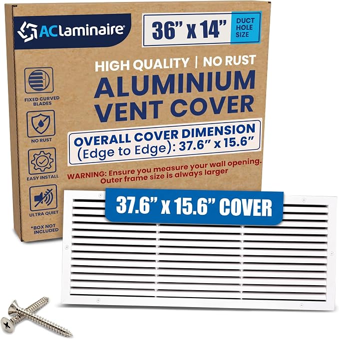 36x14 Aluminum Wall Ceiling Air Return Vent Cover HVAC Rustproof Grille by ACLAMINAIRE
