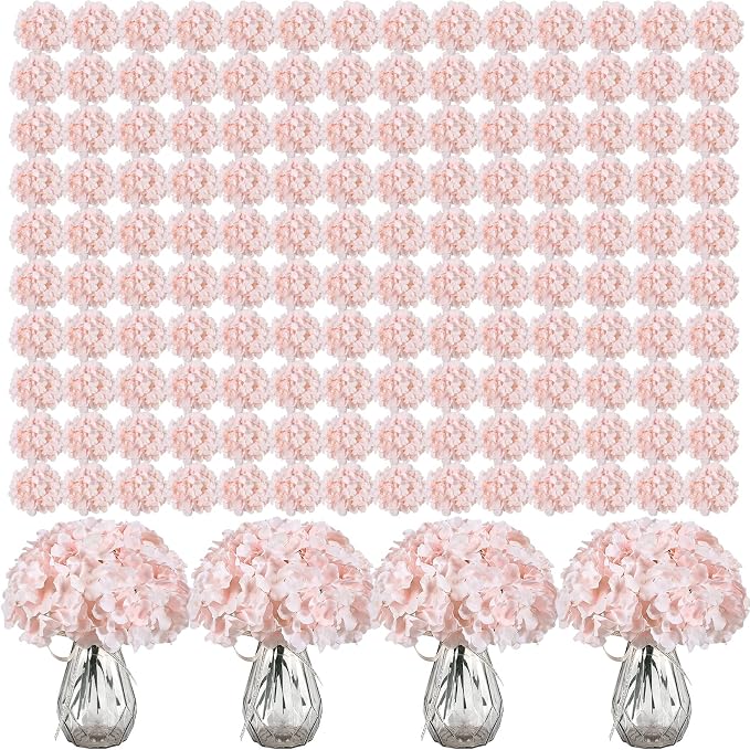 Auihiay 404Pcs Hydrangea Artificial Flowers Bulk, Faux Hydrangea Flowers | Pink by Auihiay