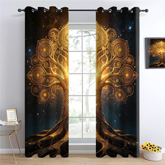 Tree of Life Curtains, Starry Sky Curtain - Image 2