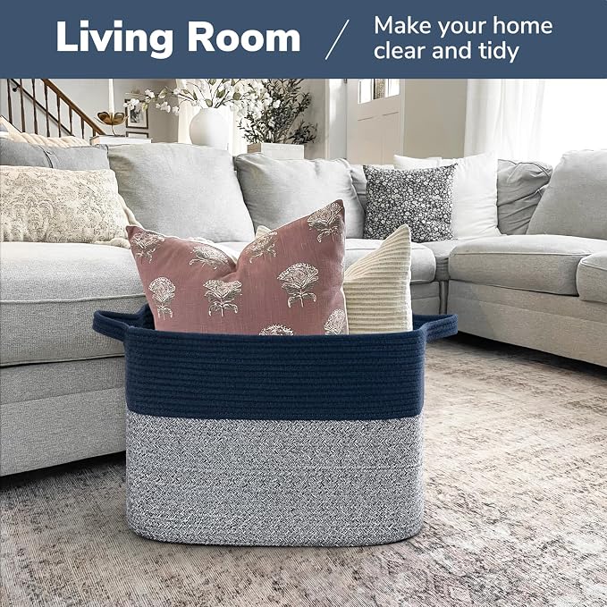 Goodpick 50L Large Woven Storage Basket, Cotton Rope Baskets - Image 2