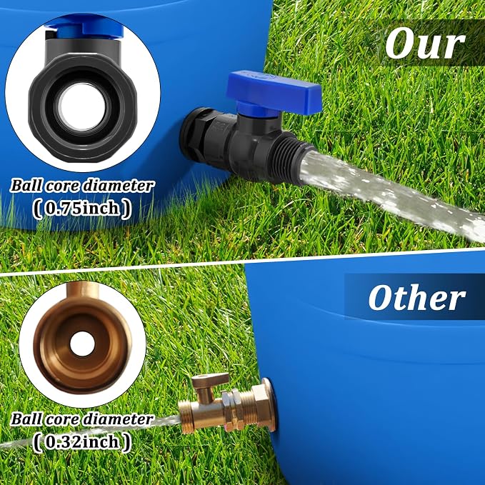 PVC Rain Barrel Spigot Kit 2 Pack 3/4" GHT Garden Hose Shut Off Valve - Image 3